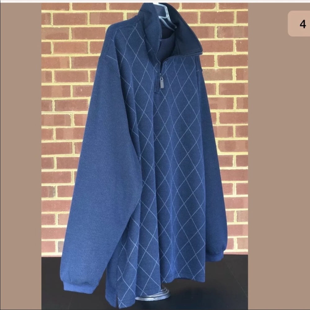 **SOLD* Navy 1/4 Zip Mock Layer Sweater XLT HAGGAR - Picture 4 of 5